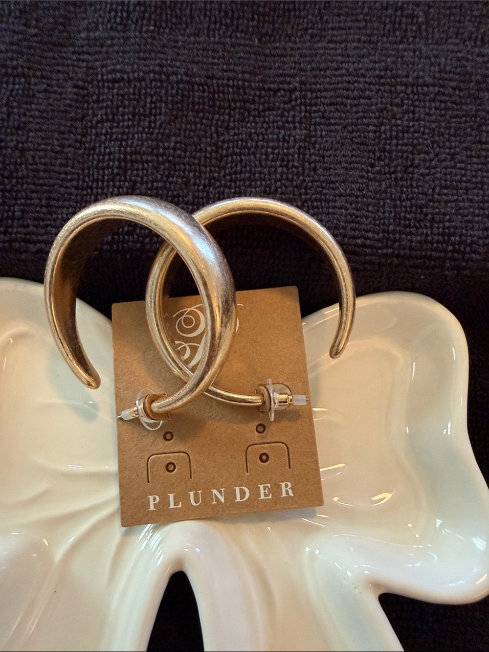 Plunder Brushed Gold Curved Hoop Earrings - Picture 2 of 5